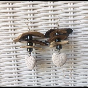 Unique Handmade Coconut Shell and Lava Rock Heart